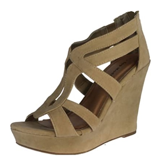 Top Moda Wedges in Tan - Picture 1 of 6